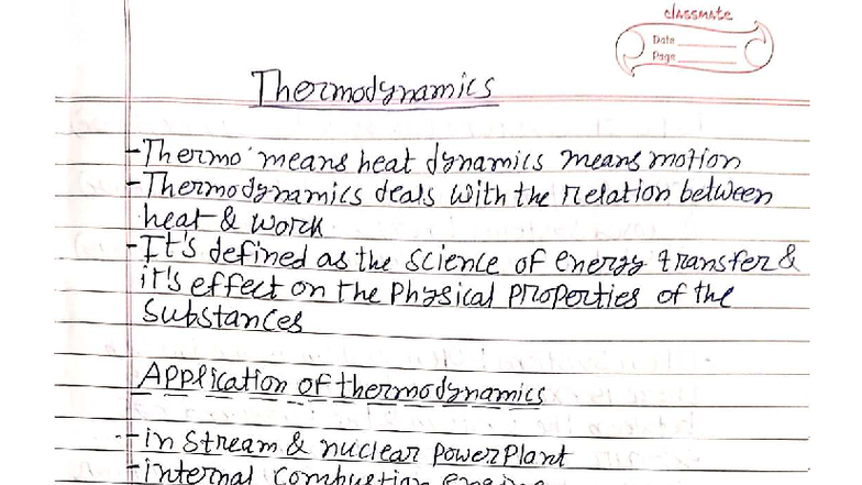 BME 101 Lecture Notes - Thermodynamics and Heat Transfer Concepts - Studocu