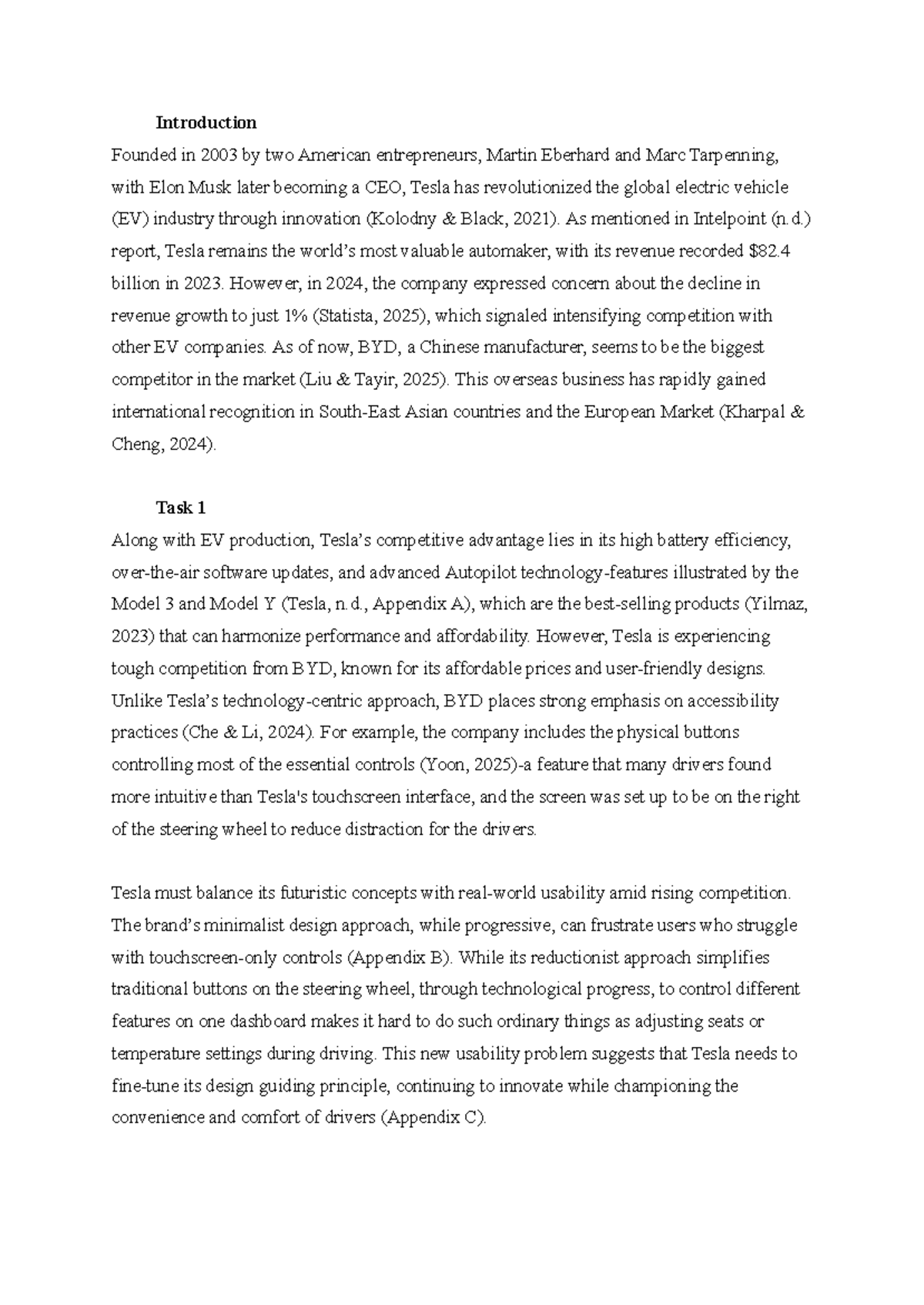 Assignment 1 - Tesla's EV Innovation & Usability Challenges Analysis ...