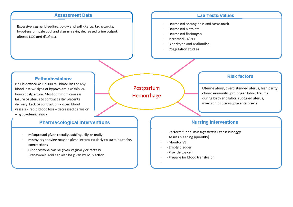 BSN346 Postpartum Hemorrhage (PPH) Concept Map and Interventions - Studocu