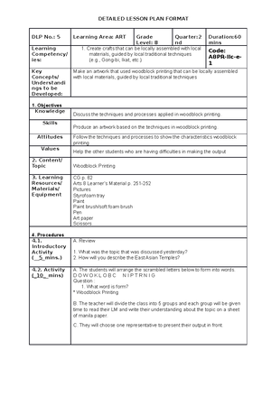 Dlp19 math8q4 - DLP MAPEH 8 - DETAILED LESSON PLAN DLP No.: 19 Learning ...