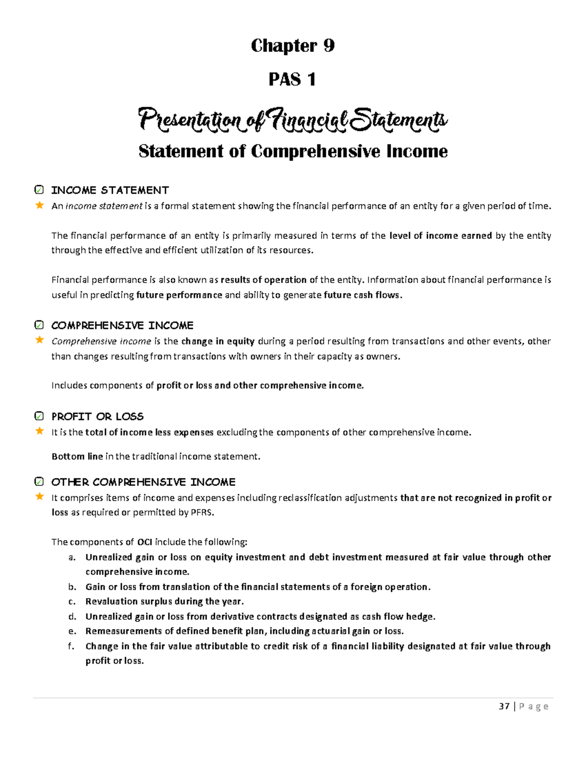C9 PAS 1 Comprehensive Income: Overview & Key Components - Studocu
