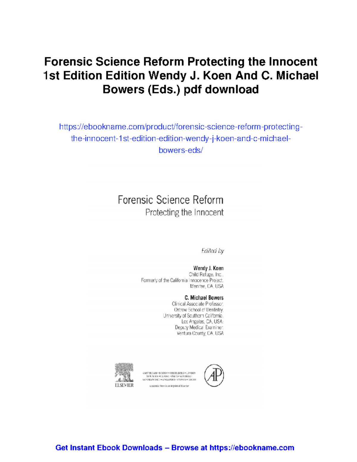 Forensic Science Reform: Protecting the Innocent - 1st Edition Insights ...