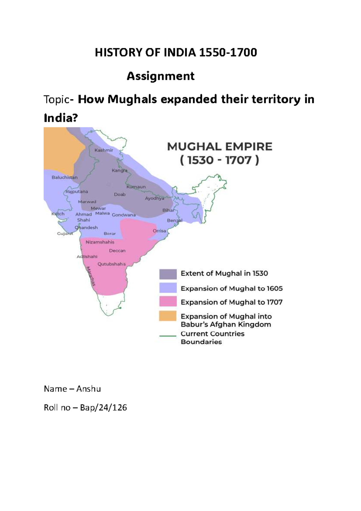HOI Assignment: Expansion of Mughal Territory in India - Studocu