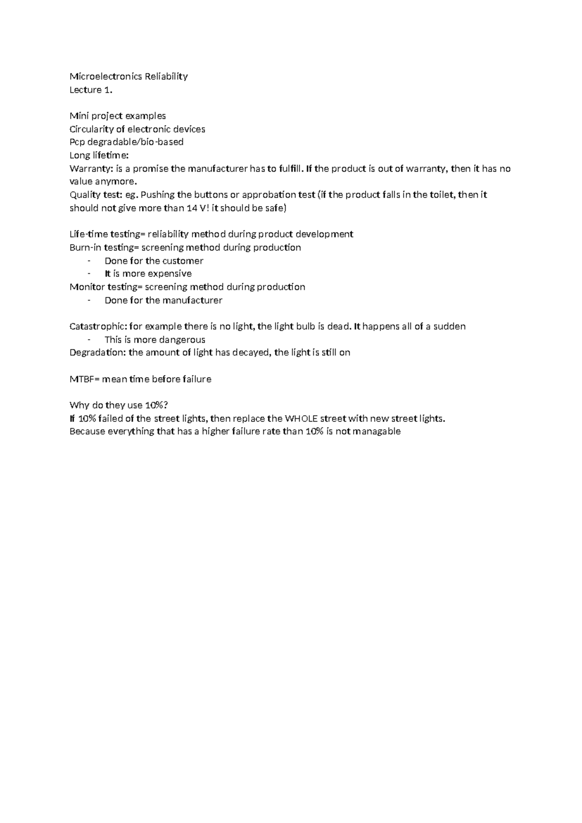 Microelectronics Reliability Lecture Notes (2023) - Key Concepts and ...