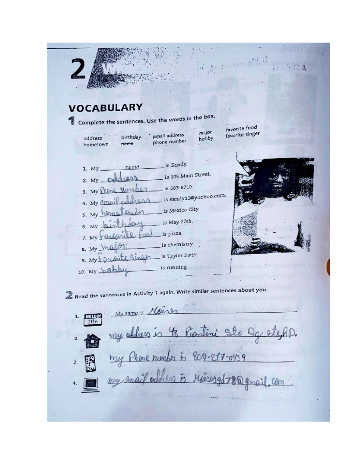 Document 10 - Vocabulary Practice and Personal Information - Studocu