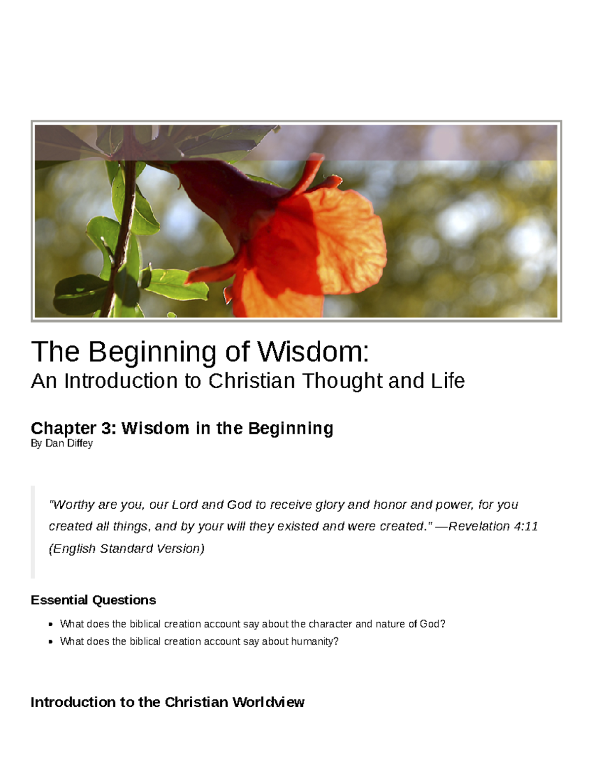 Chapter 3: Wisdom in Christian Thought (Course Code: TH 101) - Studocu