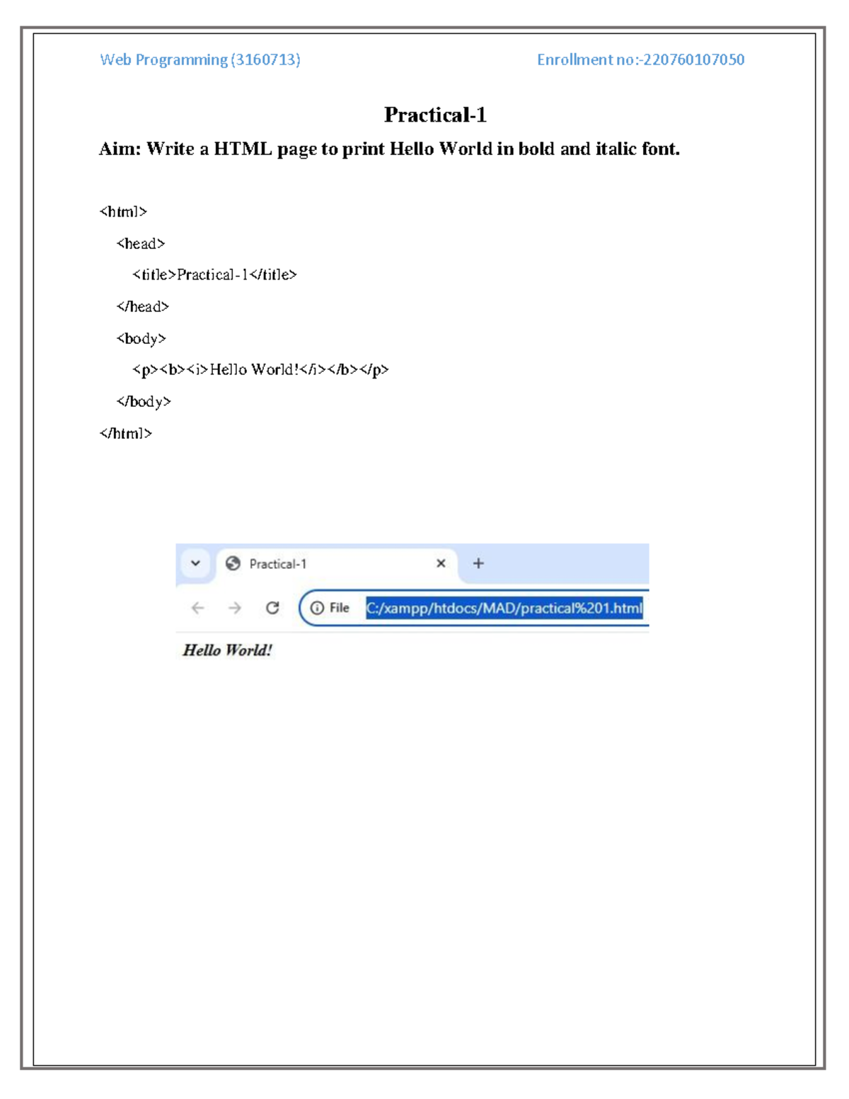 Web Programming (3160713) Practical 1-5: HTML Formatting & Images - Studocu