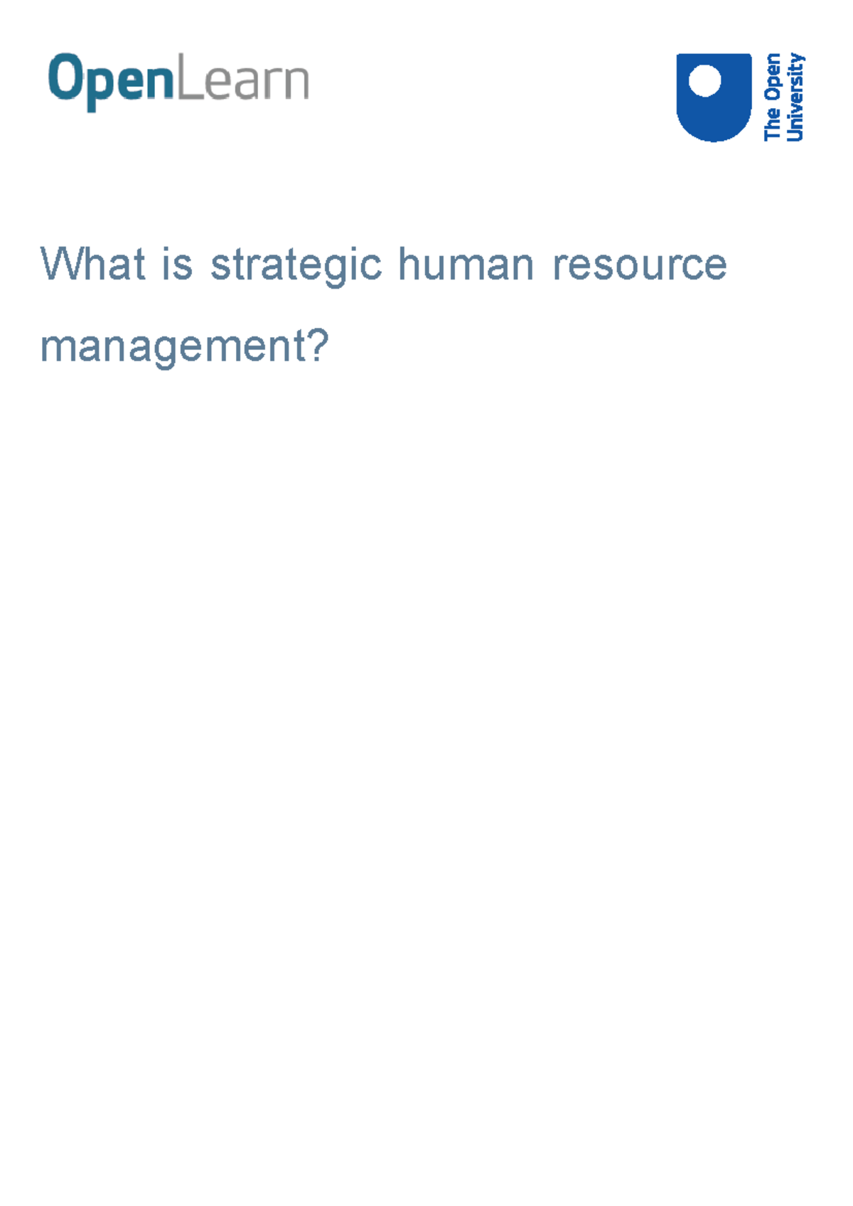 What is strategic human resource management printable - What is ...