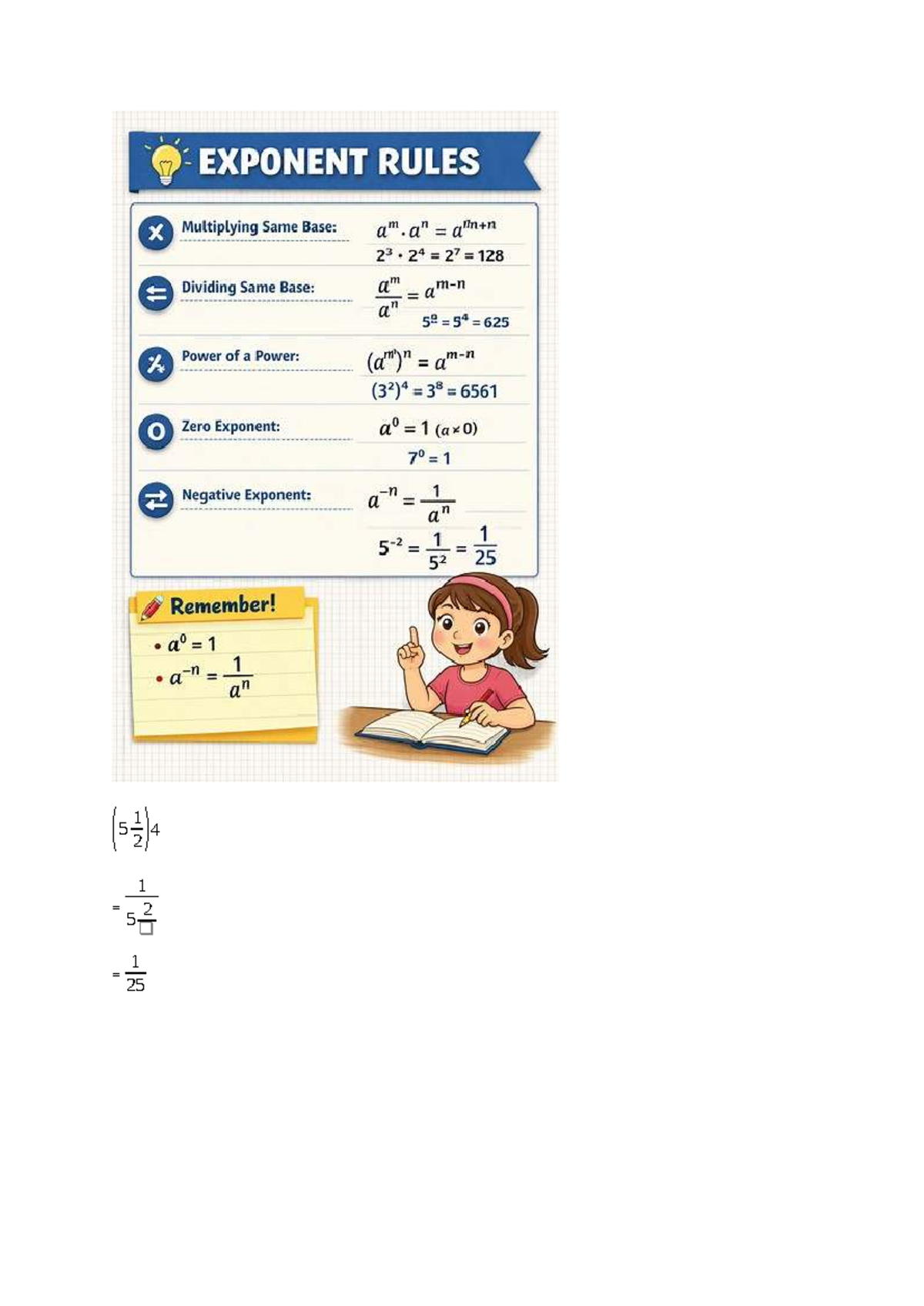 Business Mathematics - ‘®-EXPONENT RULES e Power of a Power: (am')ﬂ ...