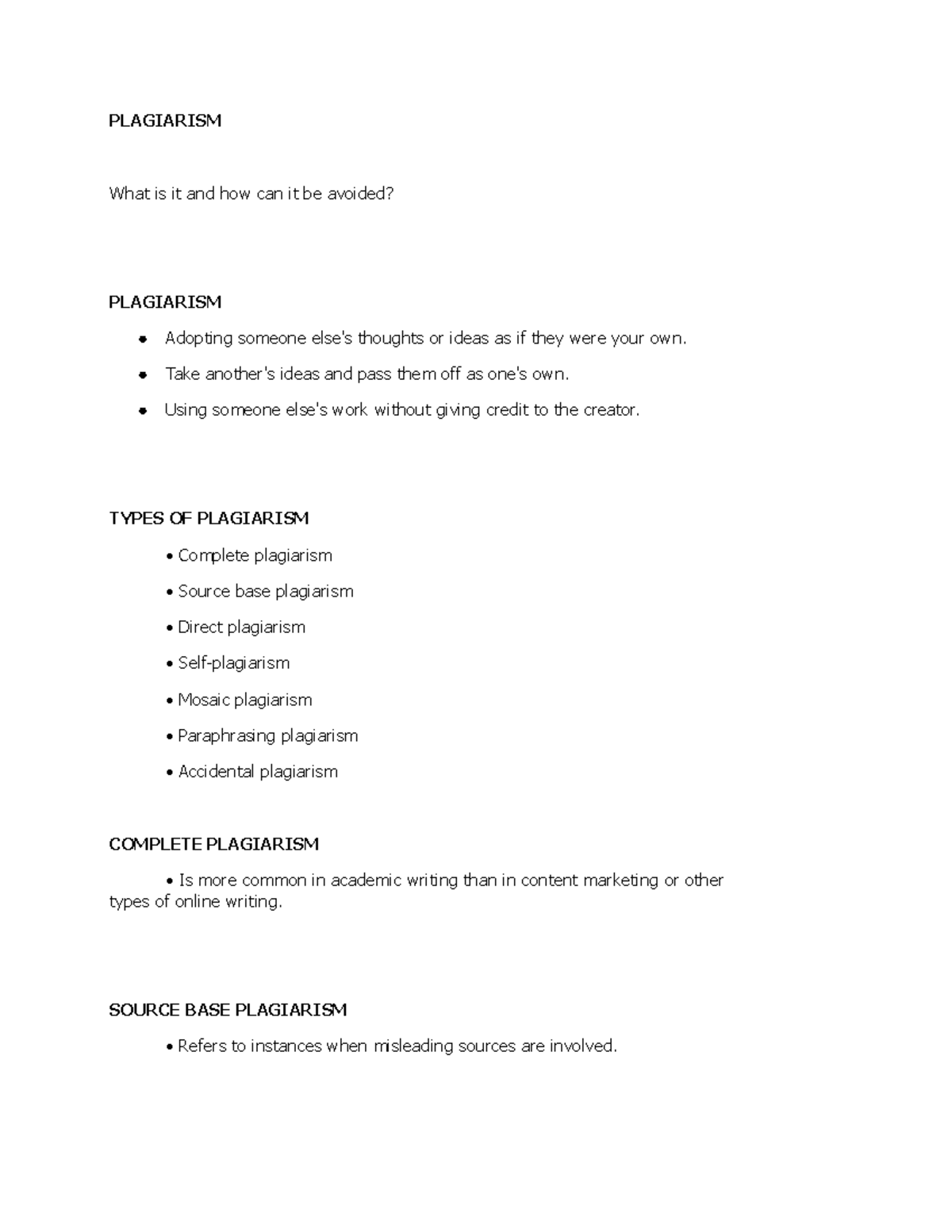 Plagiarism in Purposive Communication: Types and Avoidance Strategies ...