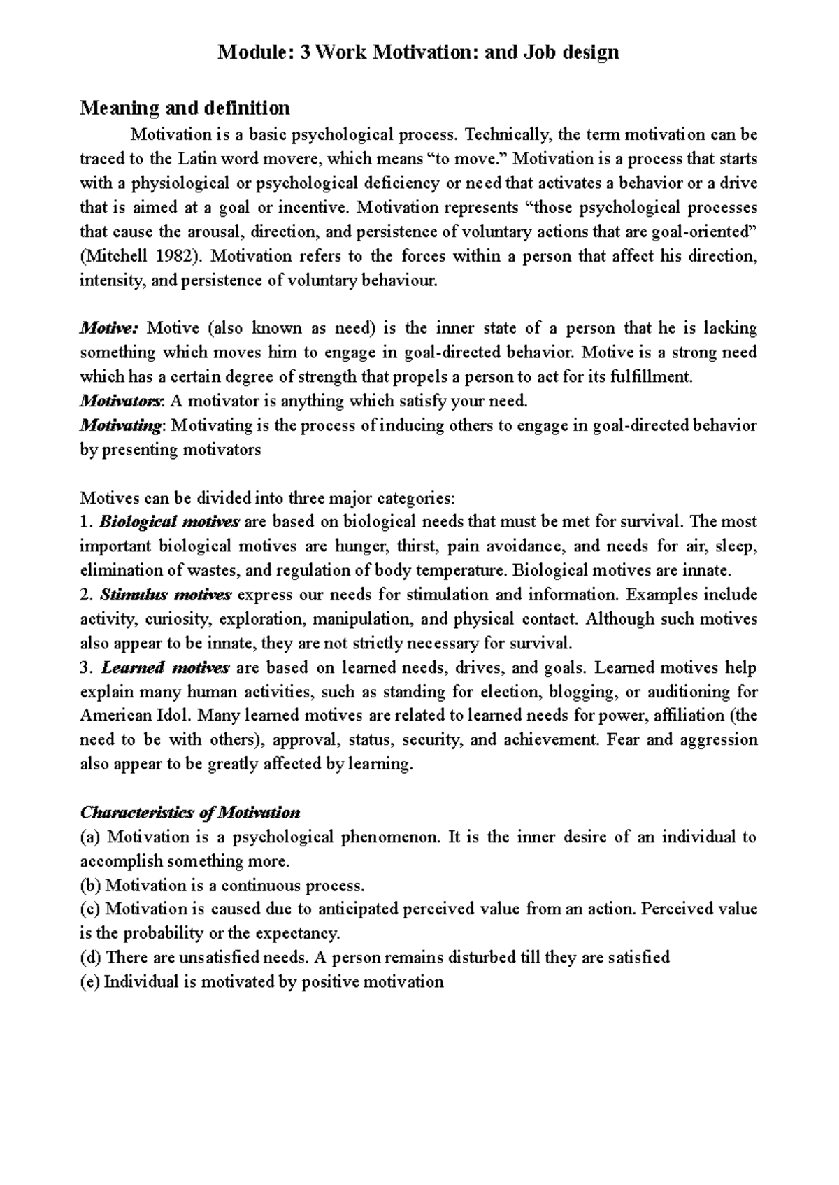 S5 OB Module 3: Understanding Work Motivation and Job Design - Studocu