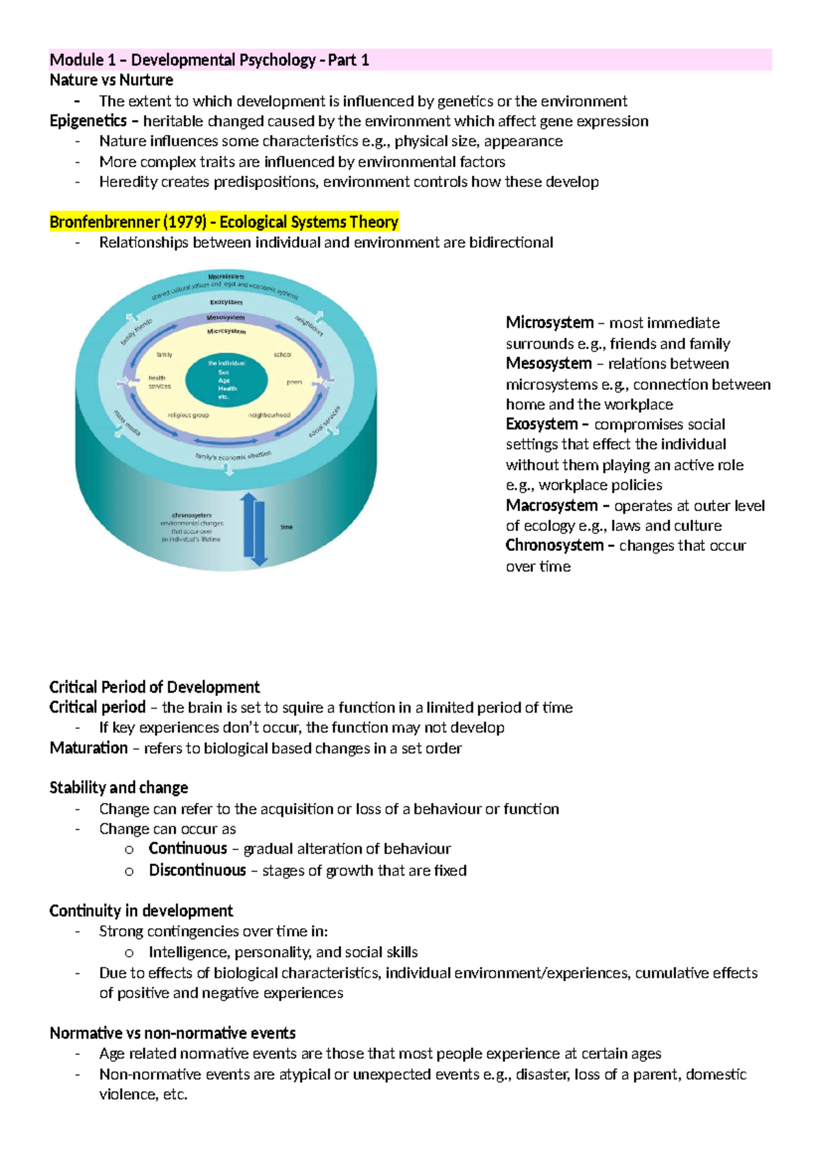 Psyc1000 Module 1 & 2 Developmental Psychology and Learning Notes - Studocu