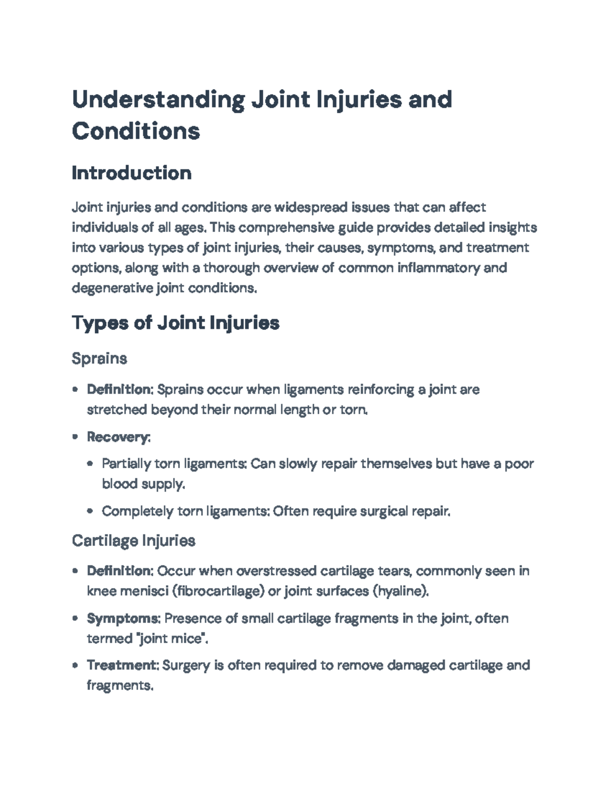 Understanding Joint Injuries and Chronic Conditions: A Comprehensive ...