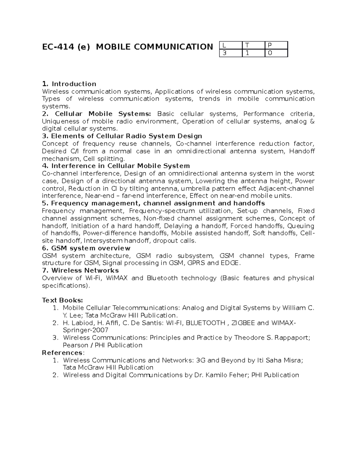 Mobile Communication Syllabus (Course Code: MC L3 T1 P0) - Studocu
