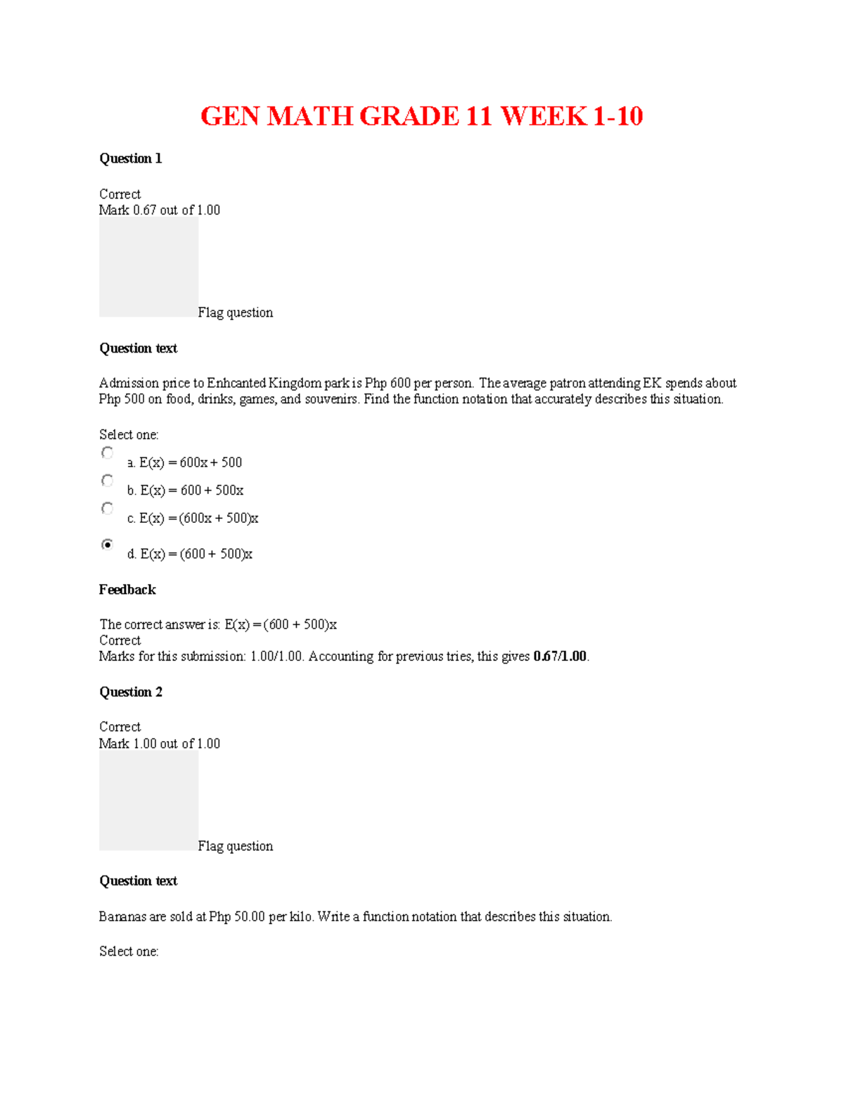 GEN MATH GRADE 11 WEEK 1-10 - Function Notation Exercises - Studocu
