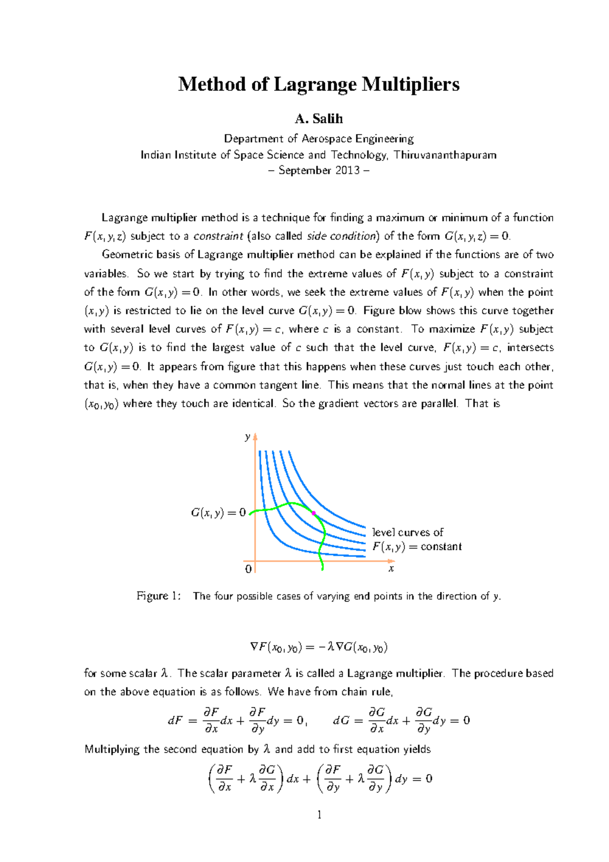 Lagrange Multipliers - Lecture Notes (Aerospace Engg) 1-2 - Studocu