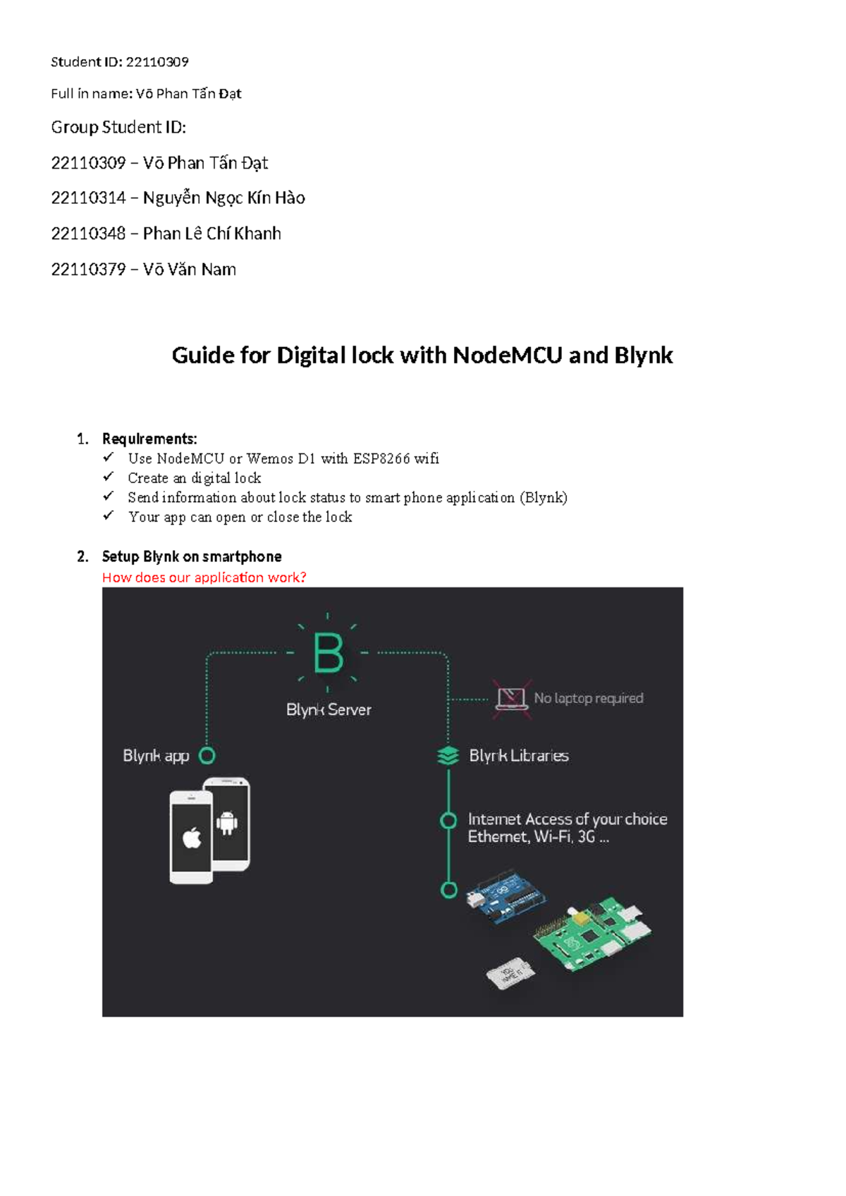 Digital Lock Project Guide with NodeMCU and Blynk - Lab 4 (22110352 ...