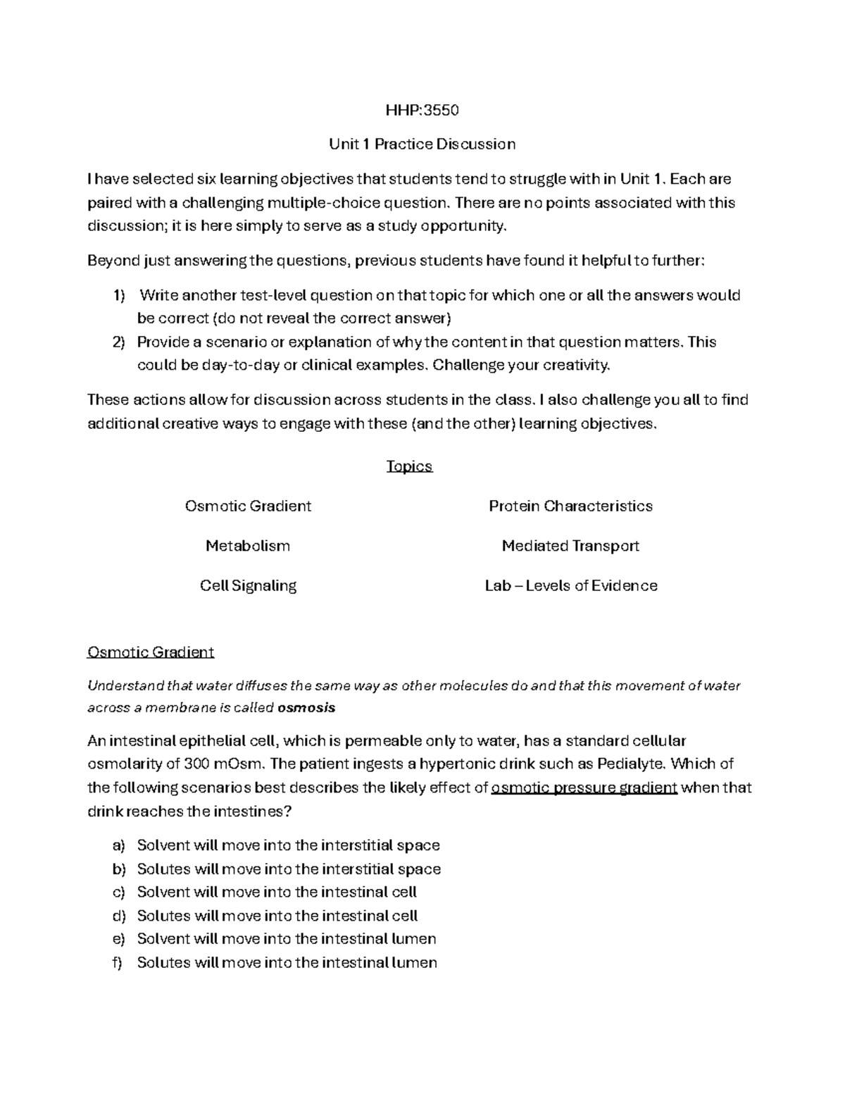 Unit 1 Practice Discussion - HHP: Unit 1 Practice Discussion I have ...