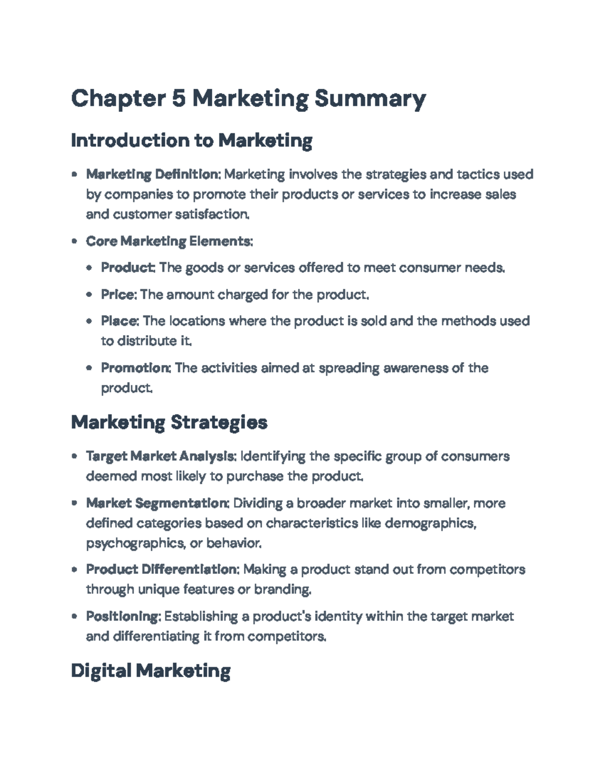 Introduction to Marketing - Chapter 5 Summary and Key Concepts ...