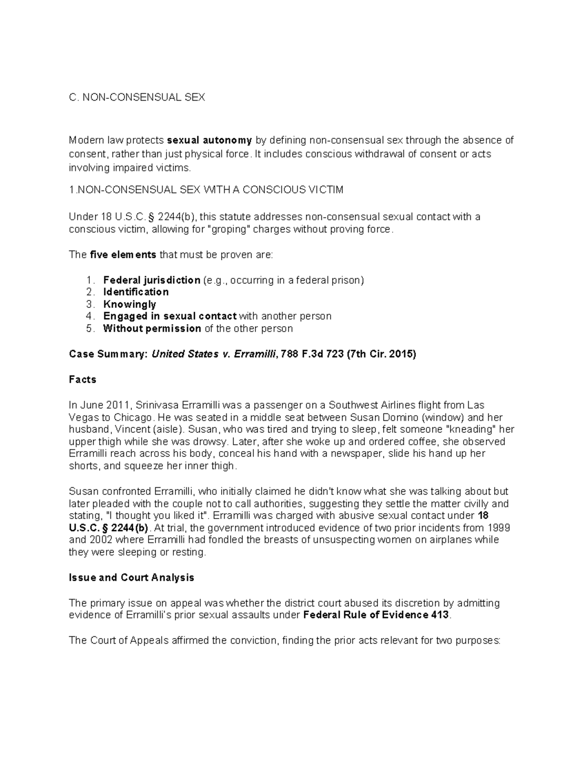 C. SEX: Legal Protections for Sexual Autonomy Under 18 U.S.C. 2244 ...