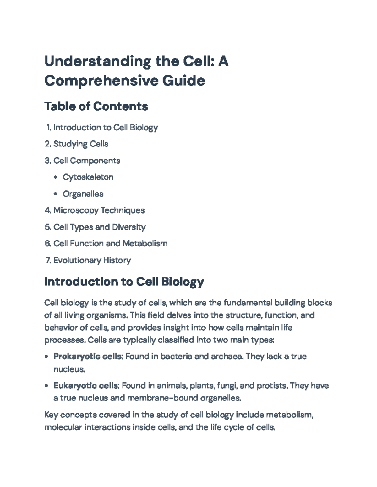 Comprehensive Guide to Cell Biology: Structures and Functions ...