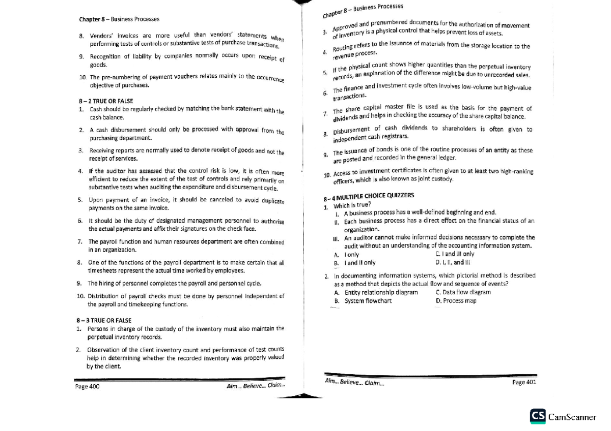 CS Chapter 8 Business Processes: Understanding and Analyzing Business ...