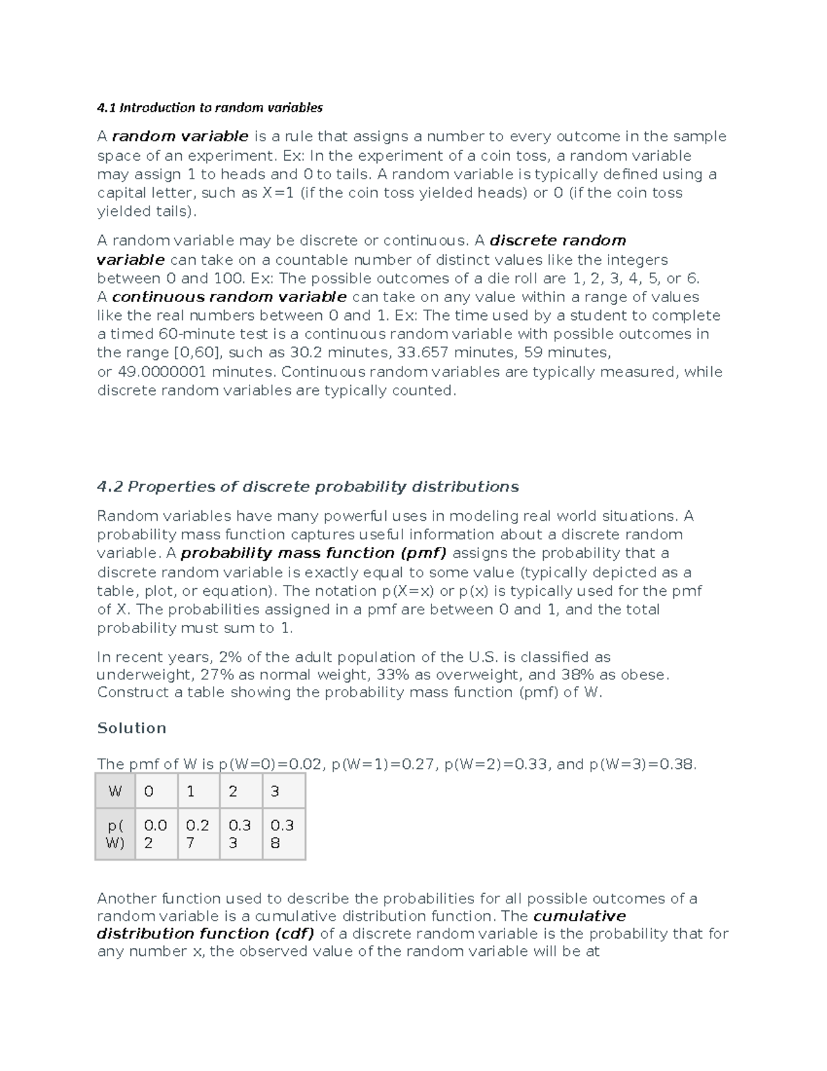 Module 2 Notes - 4 Introduction to random variables A random variable ...