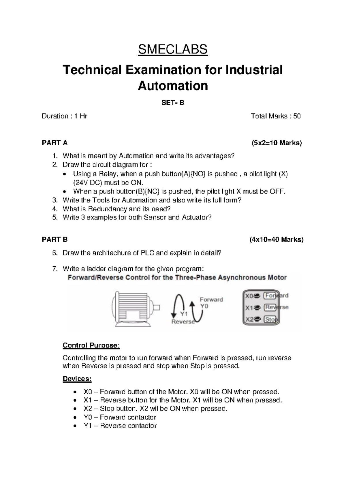 SET B - ghjgg - SMECLABS Technical Examination for Industrial ...