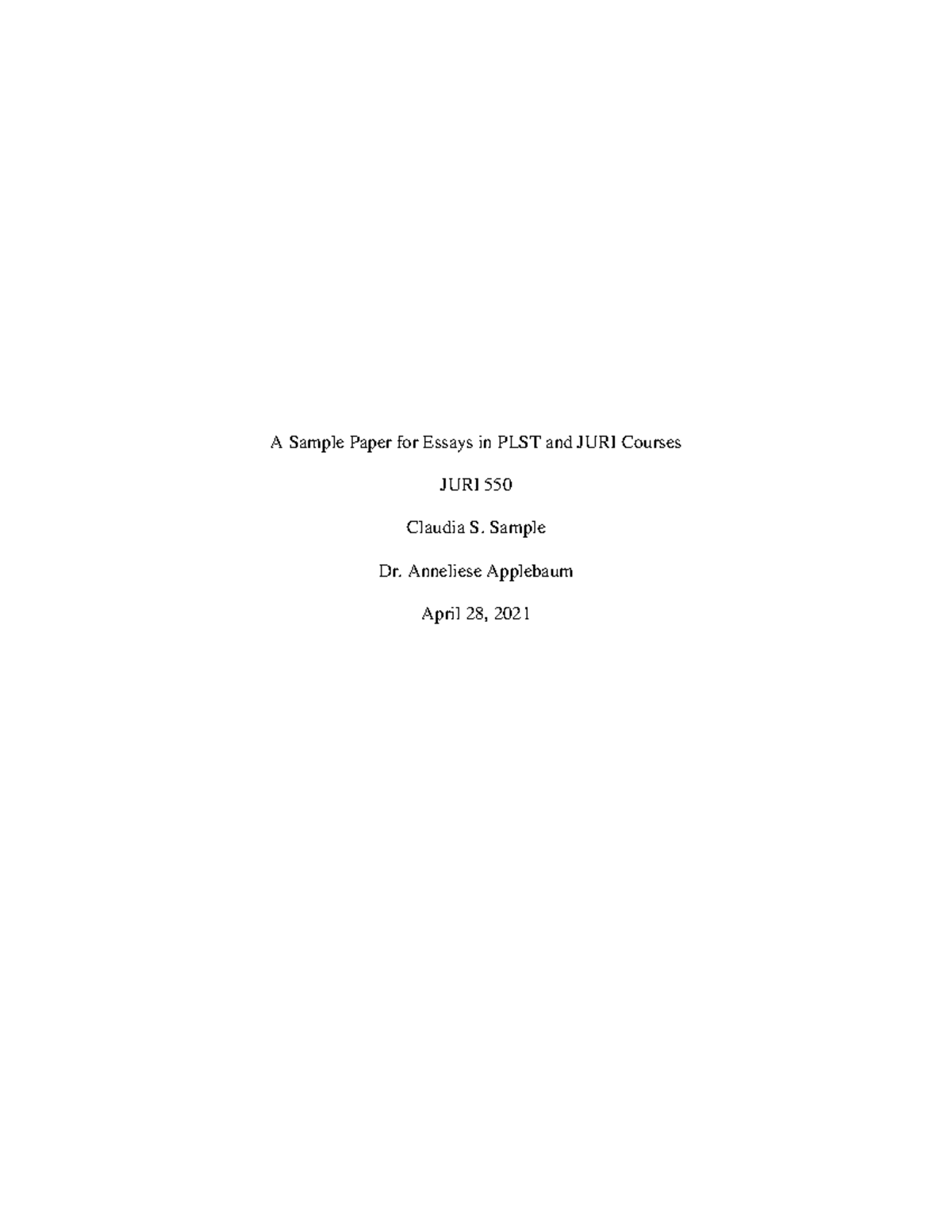Bluebook Essay Sample for PLST & JURI Courses (JURI 550) - Studocu