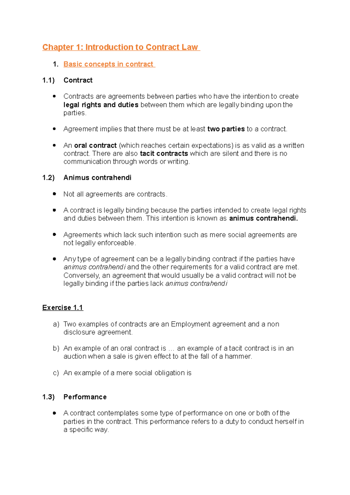 Contract Law Chapter 1 Notes - Introduction to Key Concepts - Studocu