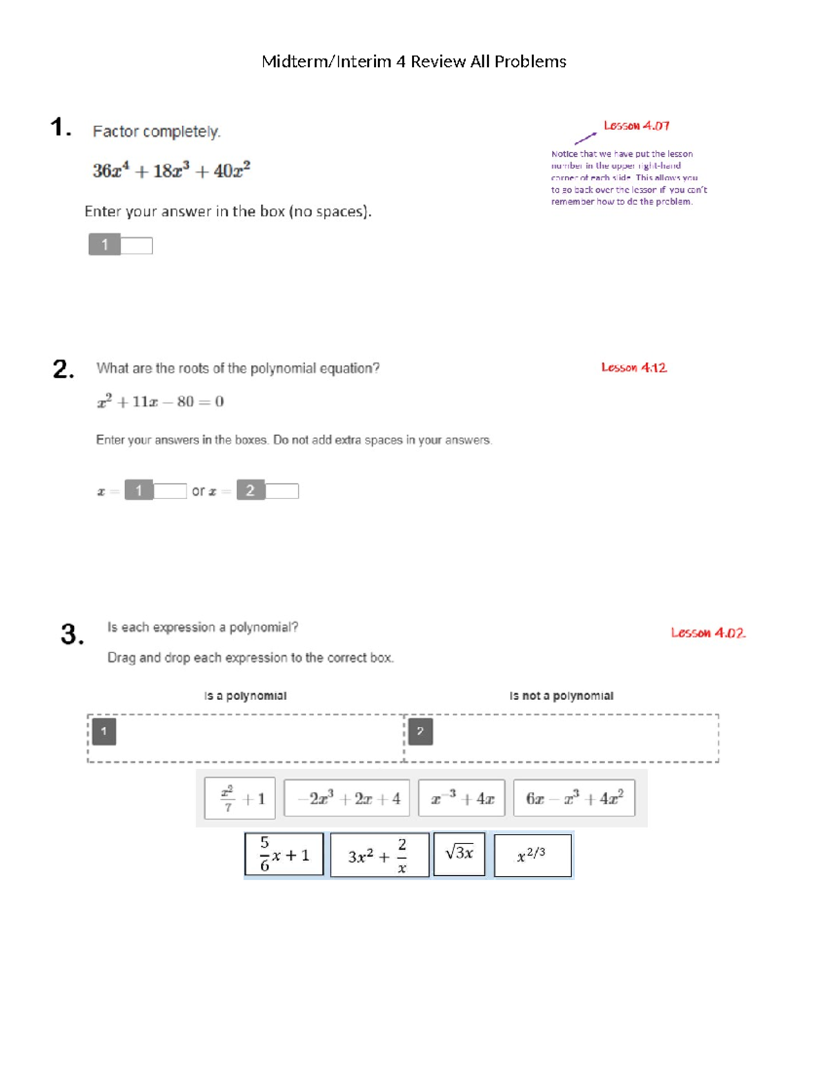 Midterm 4 Review: Comprehensive Problem Set Analysis and Solutions ...