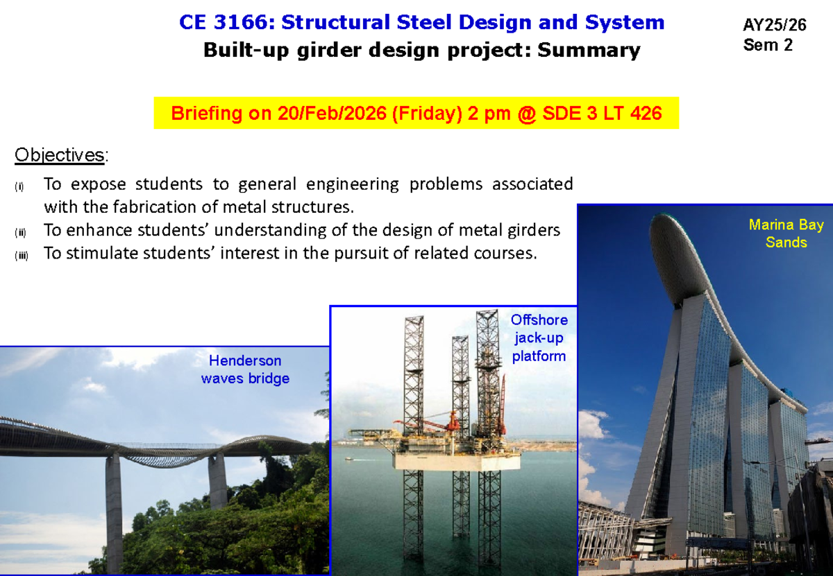 CE 3166: Summary of Structural Steel Design Project Briefing - Studocu