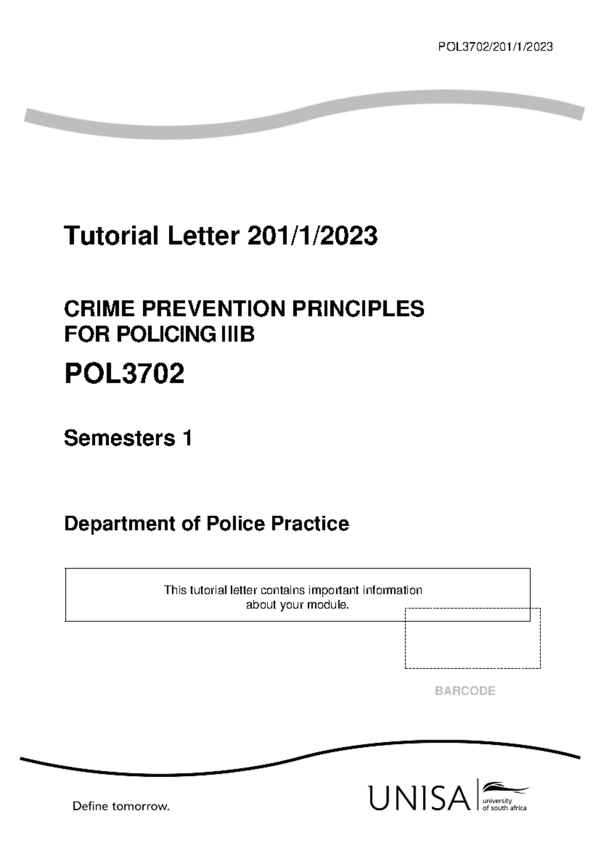 POL3 702 - Assignment Feedback and Exam Guidelines for Policing IIIB ...
