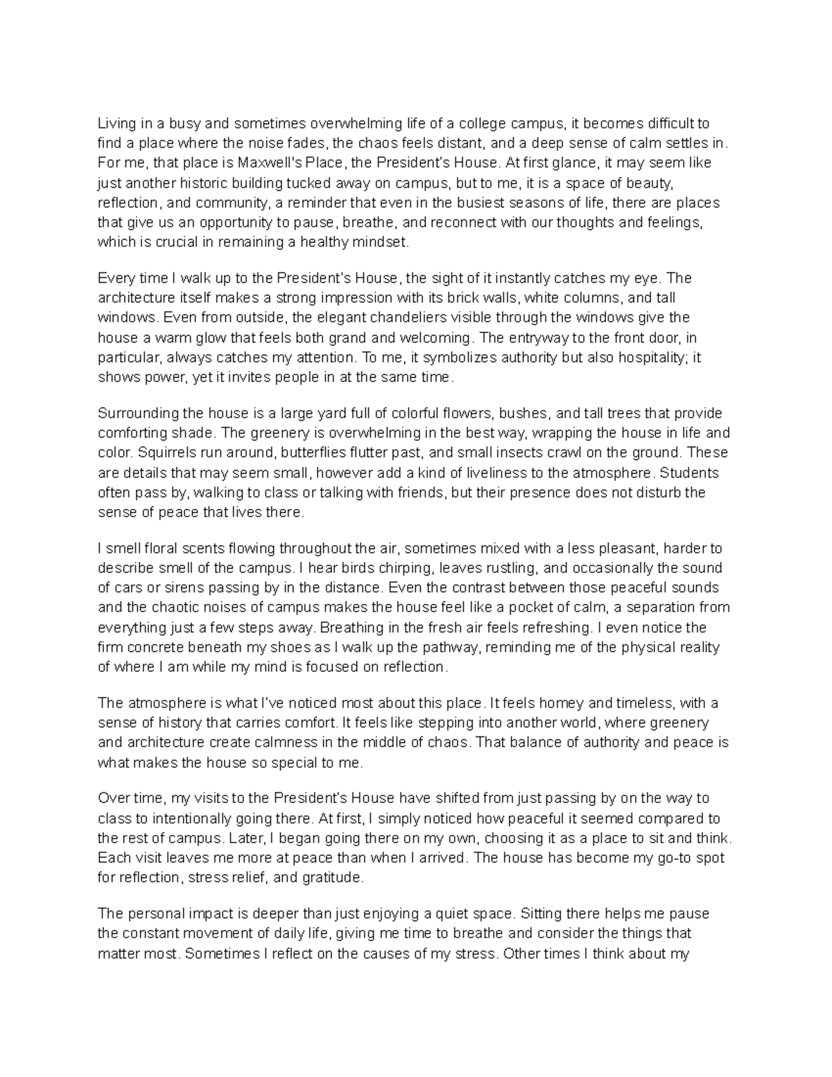 Site Study Rough Draft: The House as a Sanctuary on Campus - Studocu