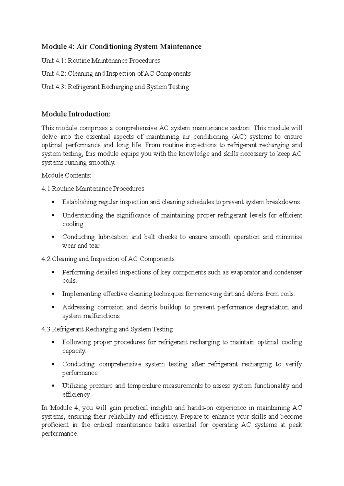 Module 4: AC System Maintenance & Procedures (HVAC 101) - Studocu