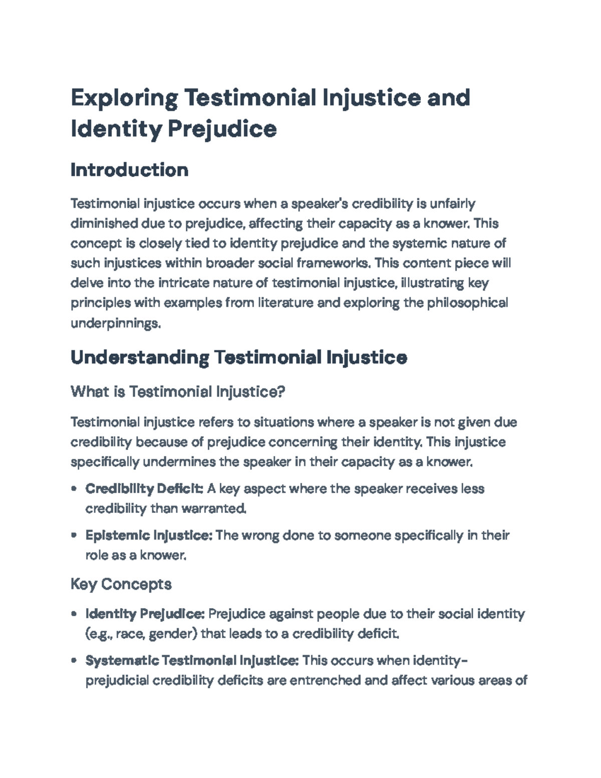 Understanding Testimonial Injustice: A Philosophical Exploration ...