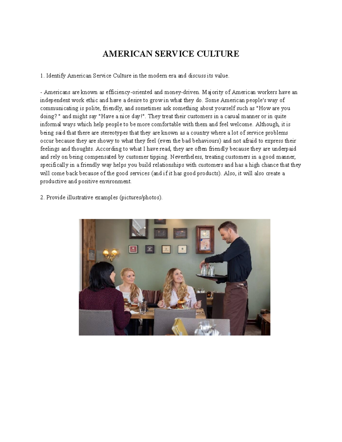 American Service Culture: Understanding Values in Modern Society - Studocu