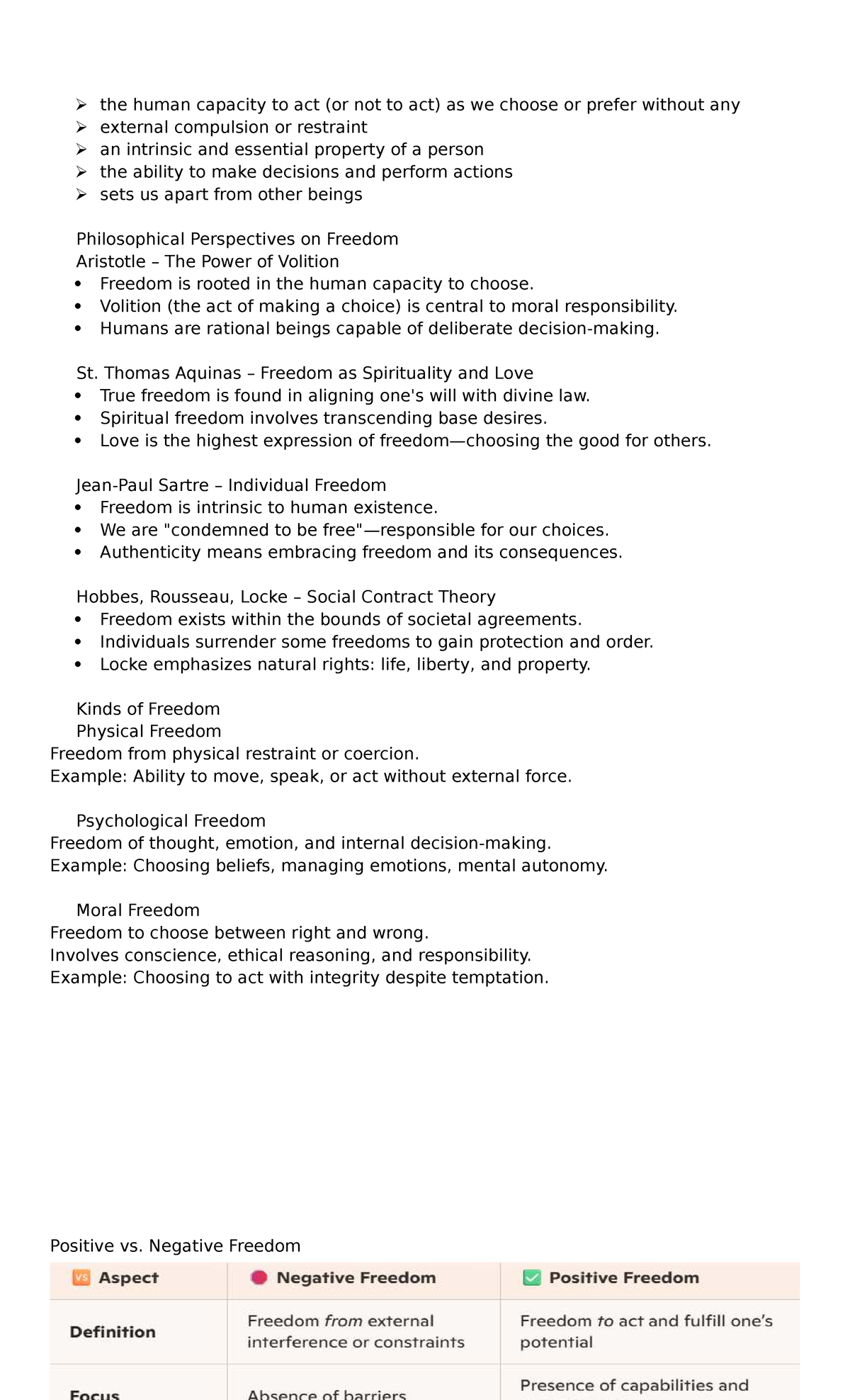 PHIL 101: Notes on Freedom - Philosophical Perspectives and Theories ...