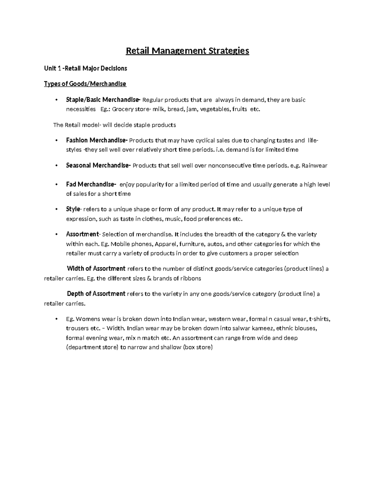 RMS-Notes: Retail management strategies and product decision types ...