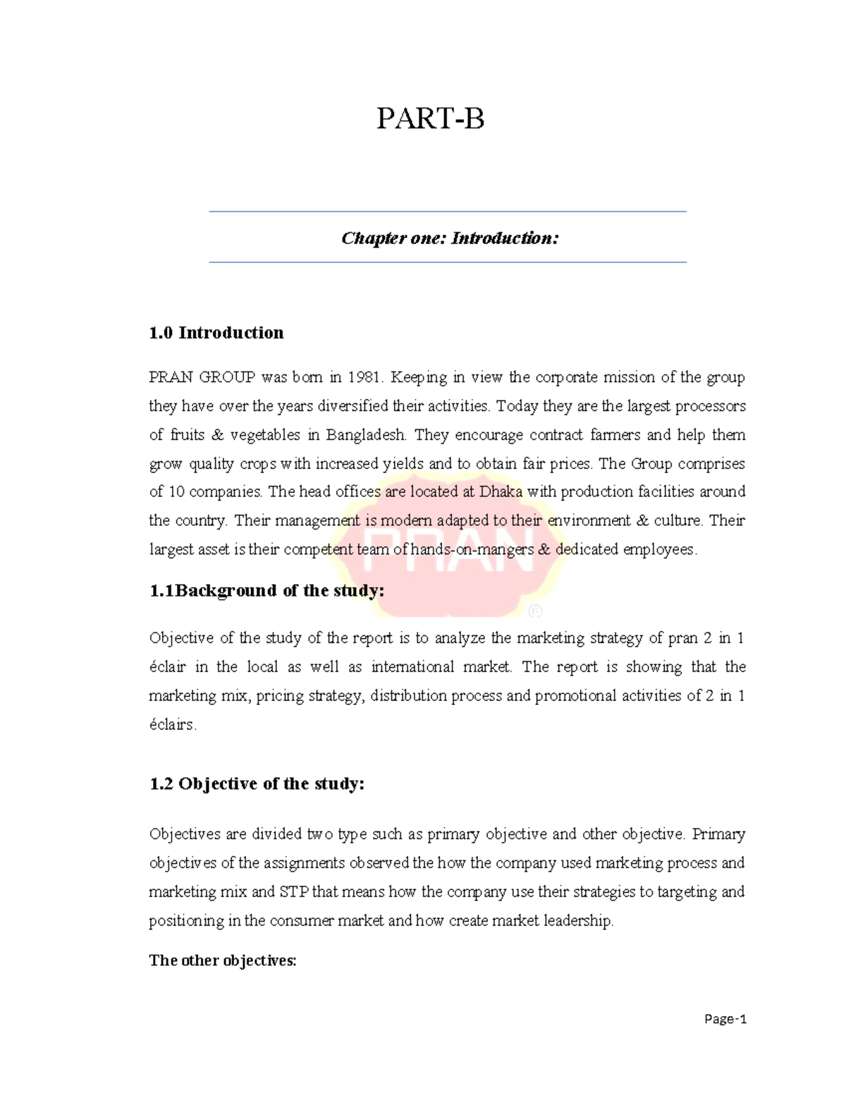 PRAN RFL Group LTD: Marketing Strategy Term Paper Analysis - Studocu