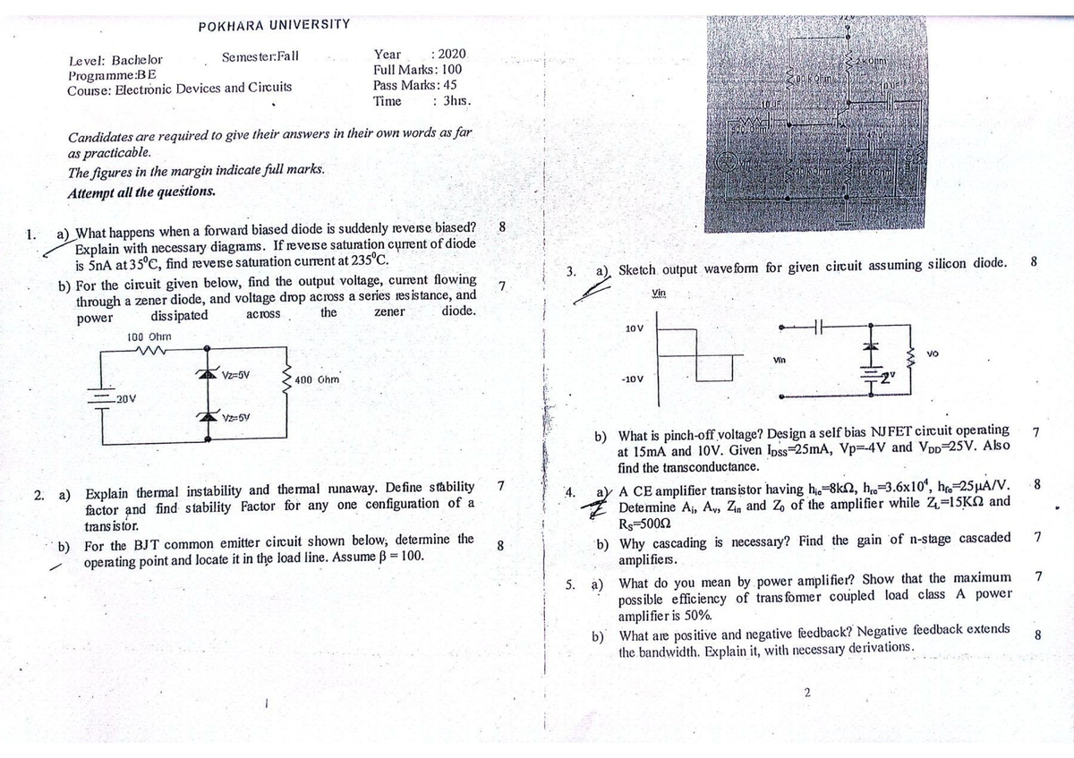 **Title: BE Electronic Devices and Circuits Final Exam Notes (Fall 2020 ...