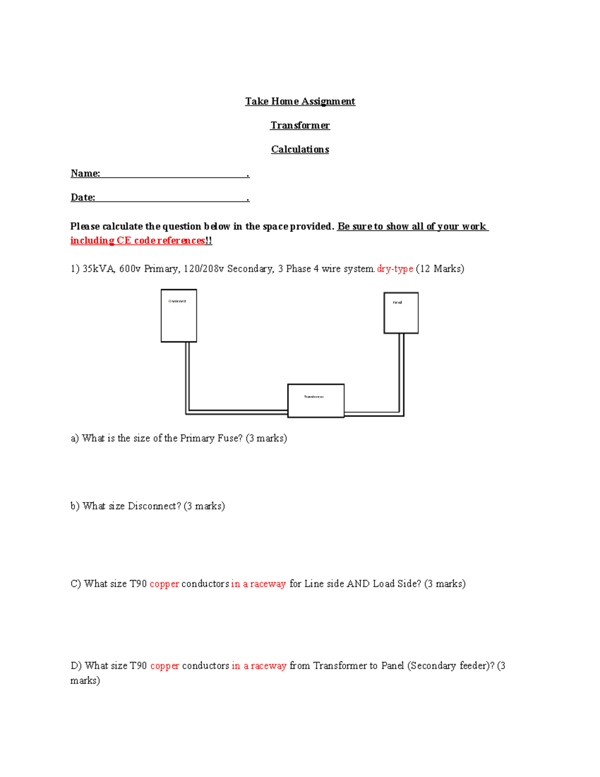 Take Home Assignment - Transformer Calculations (ENGR 101) - Studocu