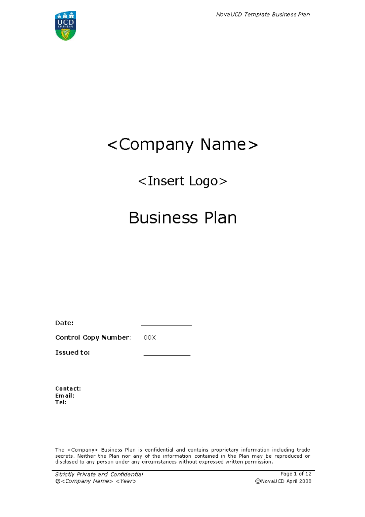 NovaUCD Business Plan Template: Comprehensive Guide for Success - Studocu