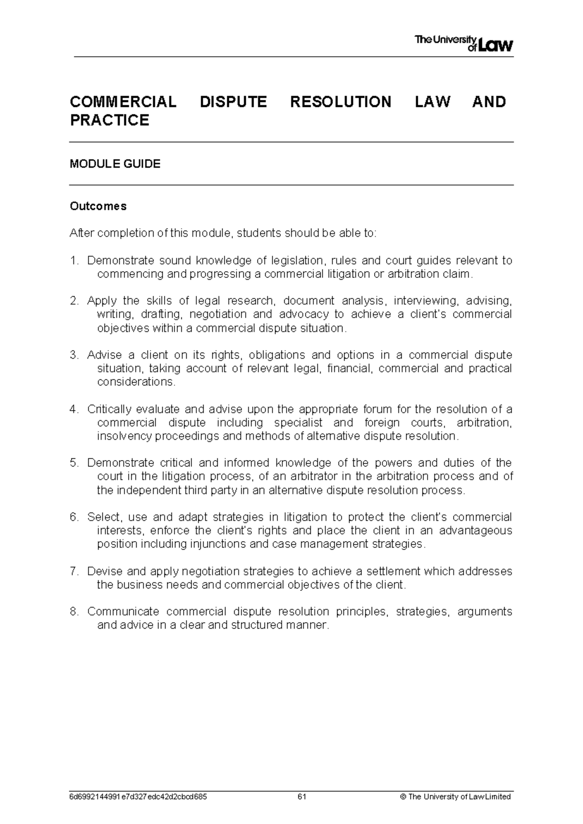 2122 CDR CE01 Commercial Dispute Resolution Module Overview - Studocu