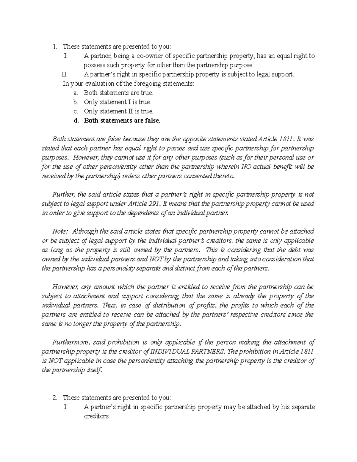 LAW- Negotiable- Instrument 20 - These statements are presented to you ...