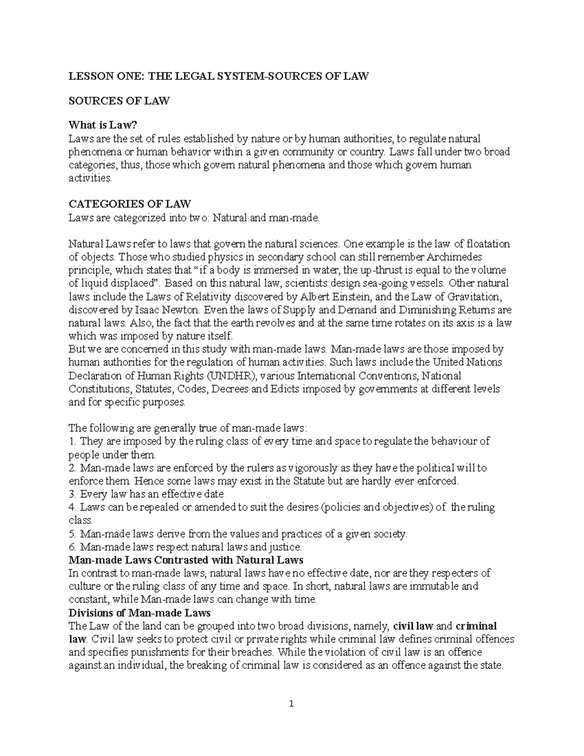 Media LAW AND Ethics - Lecture Notes on Legal Systems 1-6 - Studocu