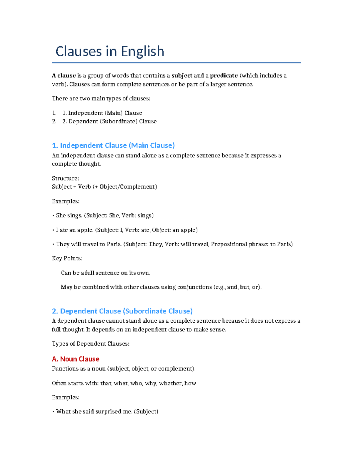 ENG 101: Understanding Independent and Dependent Clauses - Studocu