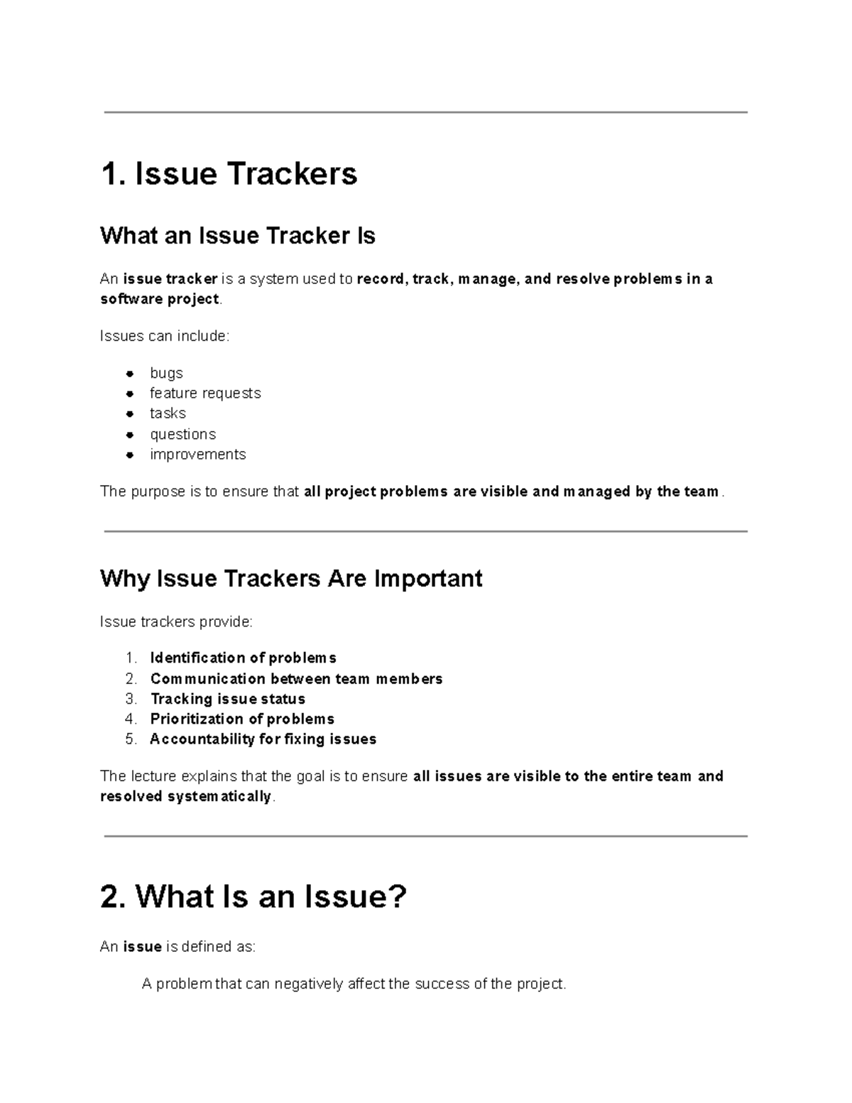 COMP 354 Lecture Notes: Understanding Issue Trackers and Version ...