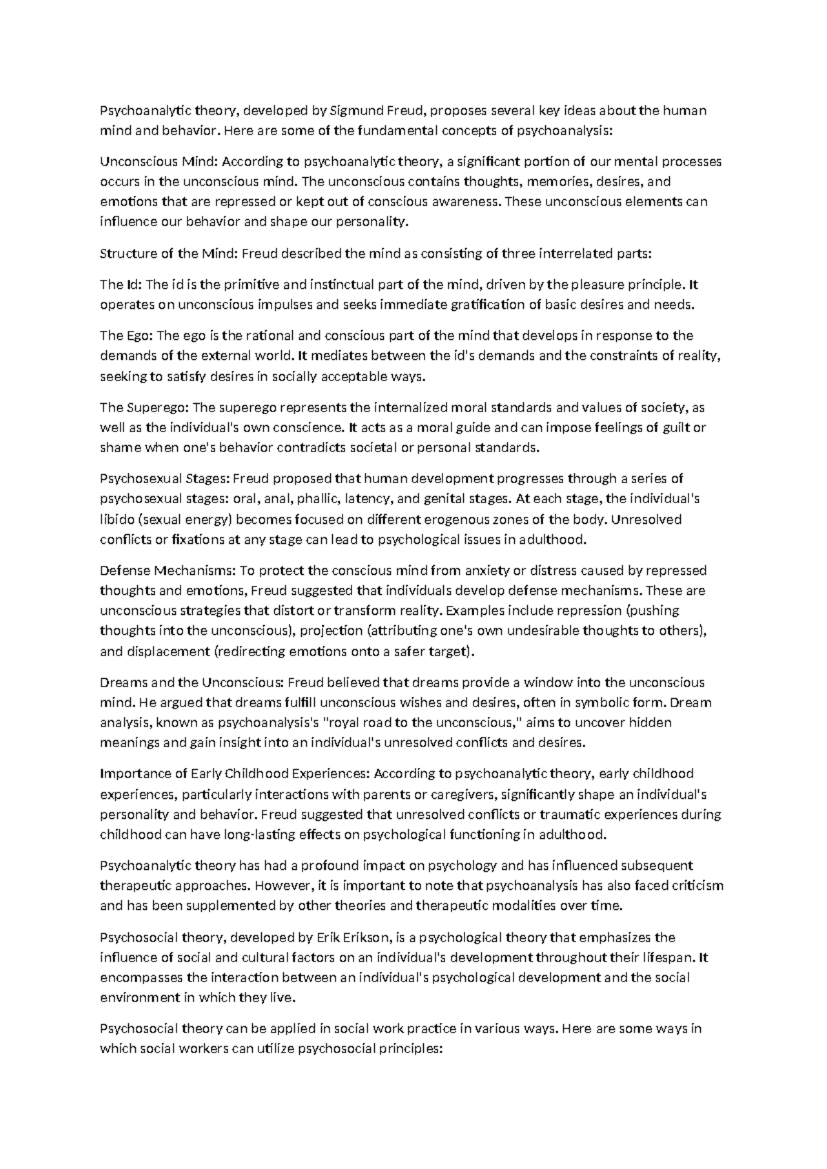 Unit V - Psychology Notes: Key Concepts of Psychoanalysis and ...