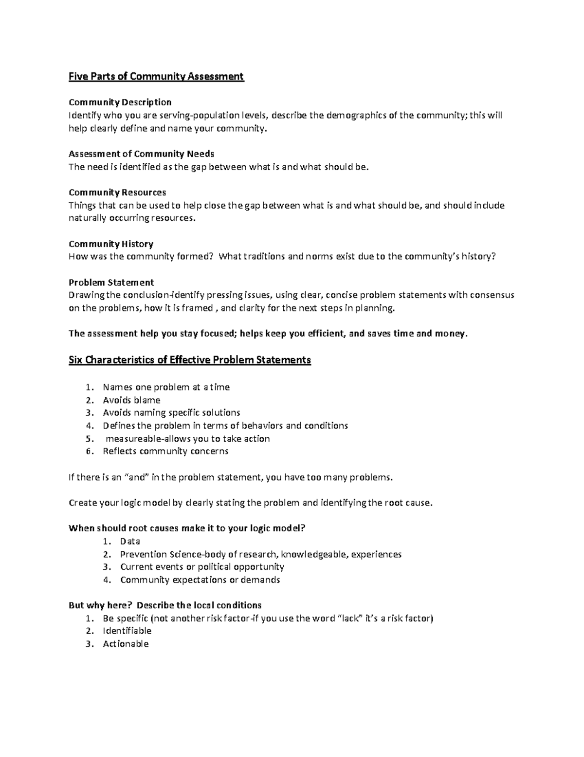 G Five Parts of Community Assessment - Five Parts of Community ...